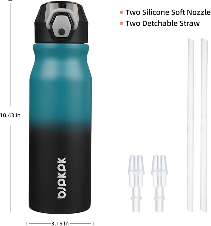 BJPKPK Water Bottle with Straw 25oz Insulated Water Bottles Reusable Stainless - Image 4