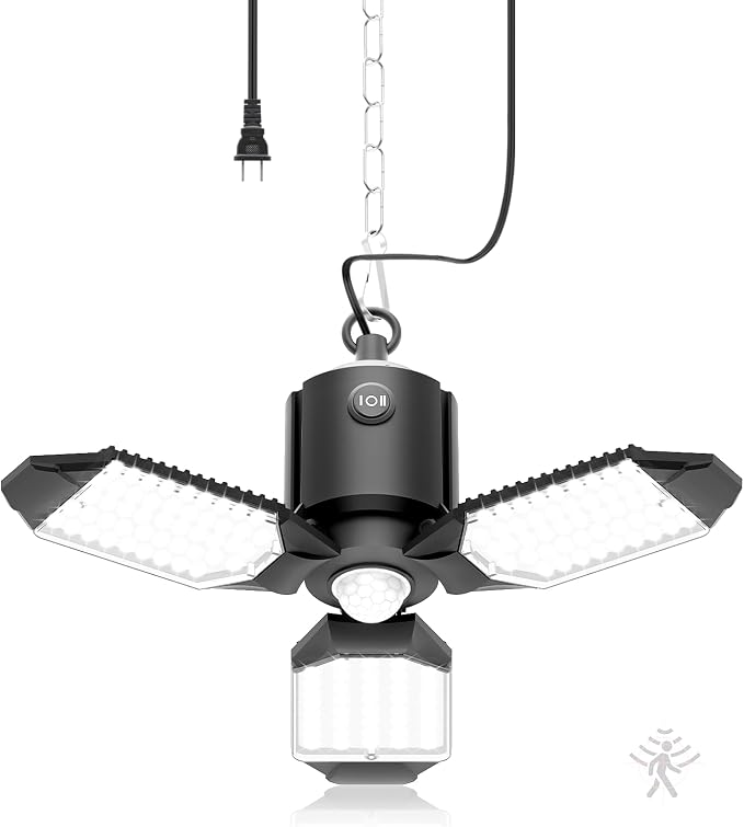 toberich Motion Sensor Garage Light Plug in, 8000LM Shop Light w/ 3 Modes by ToberichUltraBrightLight