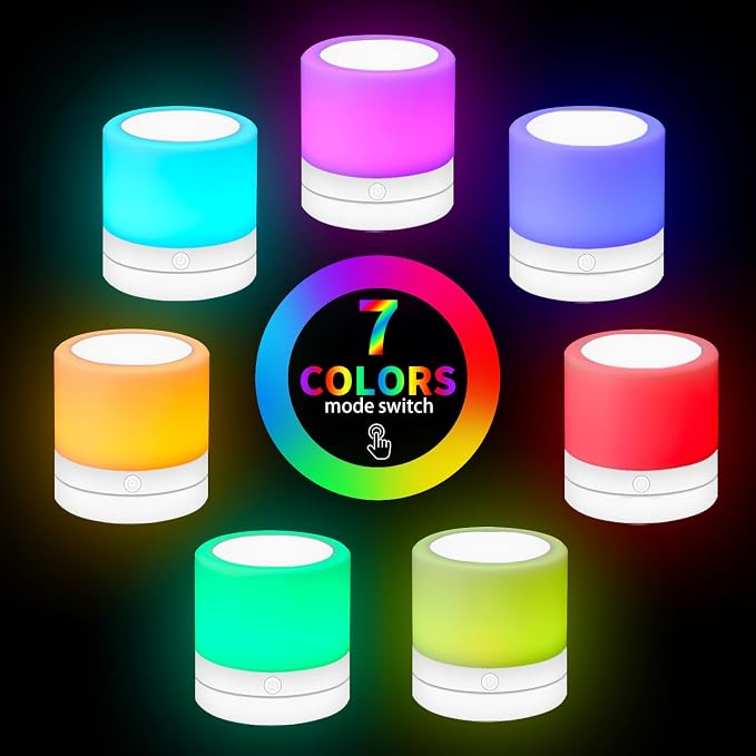 Nursery Night Light for Kids, USB Rechargeable Small Desk Lamp, 13 RGB Colors & - Image 6