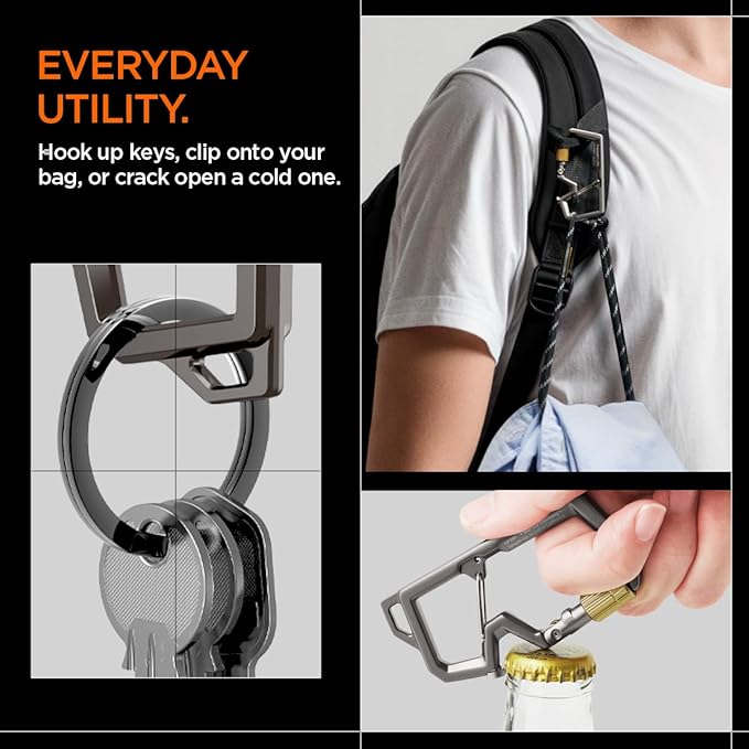 Spigen Life Carabiner Key Ring Clip, Car Keychain Clip, Bottle Opener Key Chain - Image 6