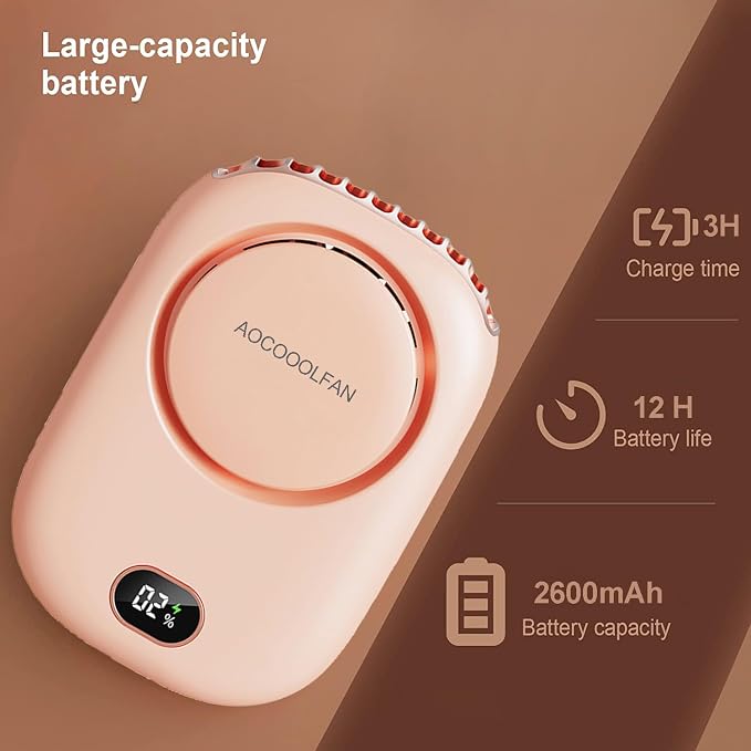 AOCOOLFAN Portable Neck Fan, Mini Small Personal Handheld Fan USB Rechargeable - Image 3