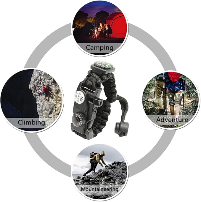 20 in 1 Survival Paracord Bracelet Adjustable Gear Kit - Image 7