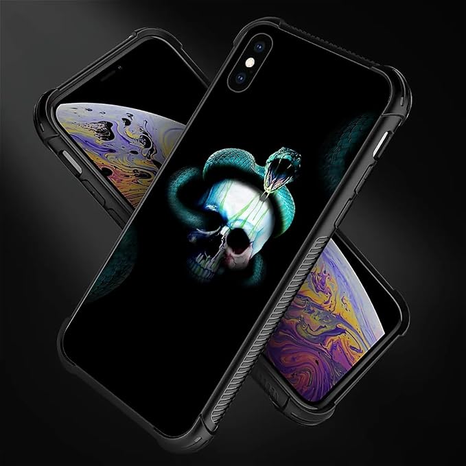 for iPhone X/Xs Case, Skeleton Winding Snake Pattern Graphic Design Girl Boy - Image 4