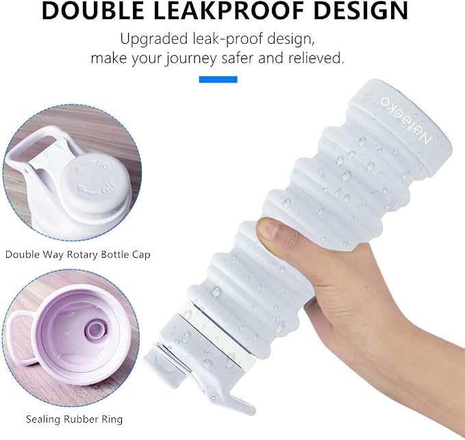 Nefeeko Collapsible Water Bottle, 26oz Silicone Foldable Water Bottles - Image 3