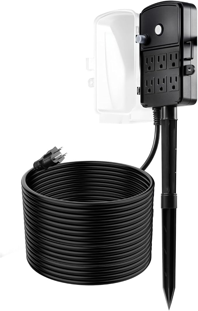 VEVOR Outdoor Power Stake Waterproof, 50 FT Extension Cord, Outdoor Power Strip - Image 9