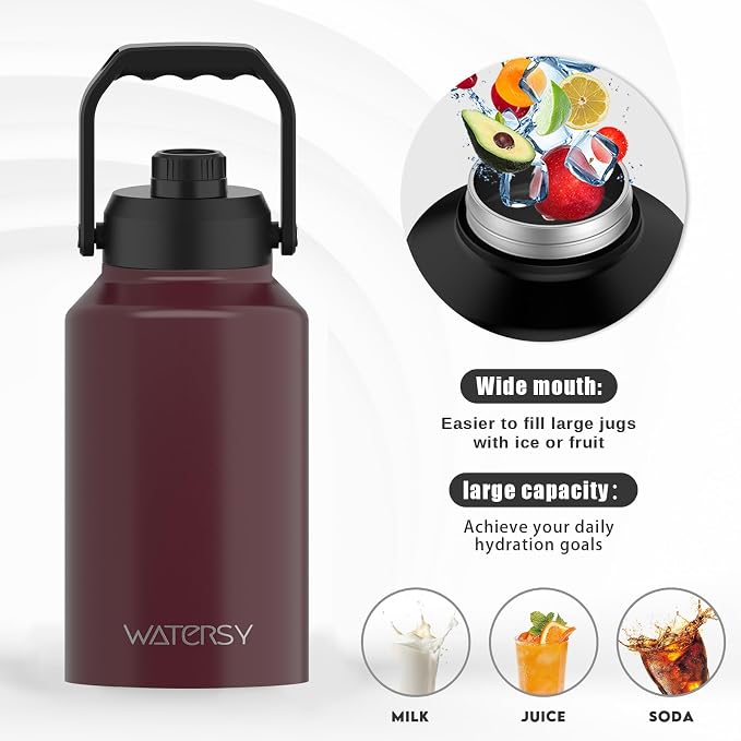 WATERSY 2/3 Gallon Water Bottle Insulated, BPA Free&Leak Proof, 87oz Stainless - Image 5