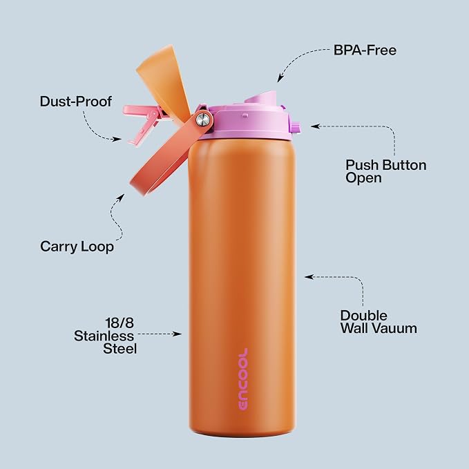 Insulated Water Bottle with Straw - Image 4