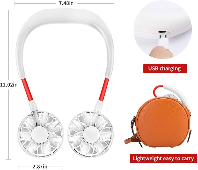 Portable Neck Fan Rechargeable Personal Hand-Free Fan Mini USB Wearable - Image 7