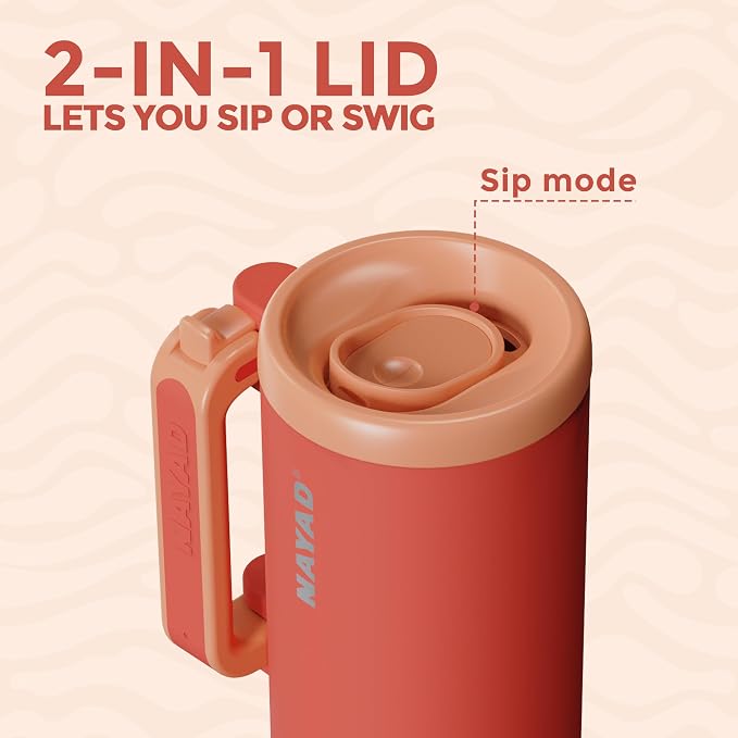NAYAD 40oz Travel Tumbler with Handle and Straw|Cup Holder Friendly Insulated - Image 3
