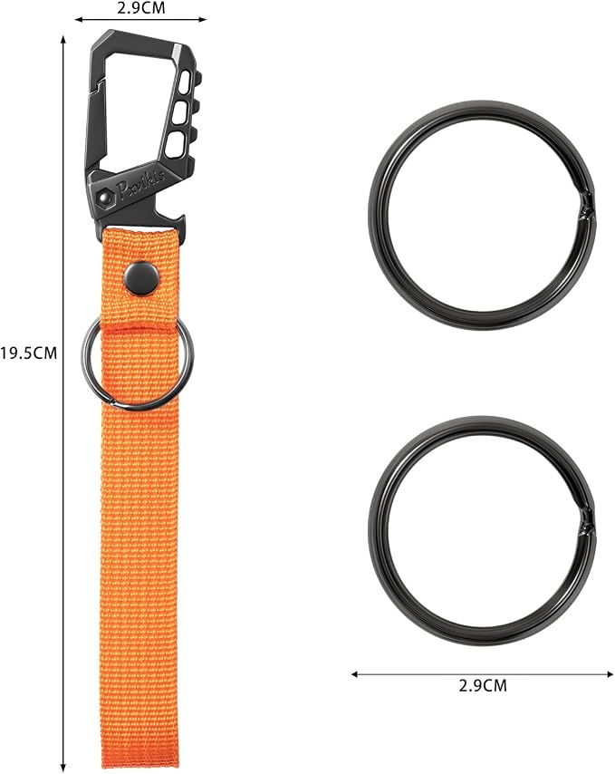 Metal heavy duty key chain carabiner clip bottle opener wrist lanyard ring car - Image 2
