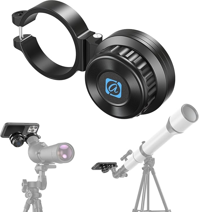 APEXEL Magnetic Telescope Phone Adapter, 45-55mm Aluminum Foldable Photo by Apexel