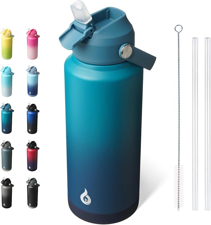 BJPKPK Water Bottle with Straw Lid, 32oz Vacuum Insulated Water Bottles by BJPKPK