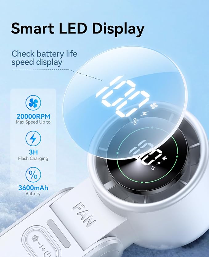 KIMMOO 3-in-1 Portable Handheld Turbo Fan-100 Speeds, Powerful 20000 RPM - Image 5