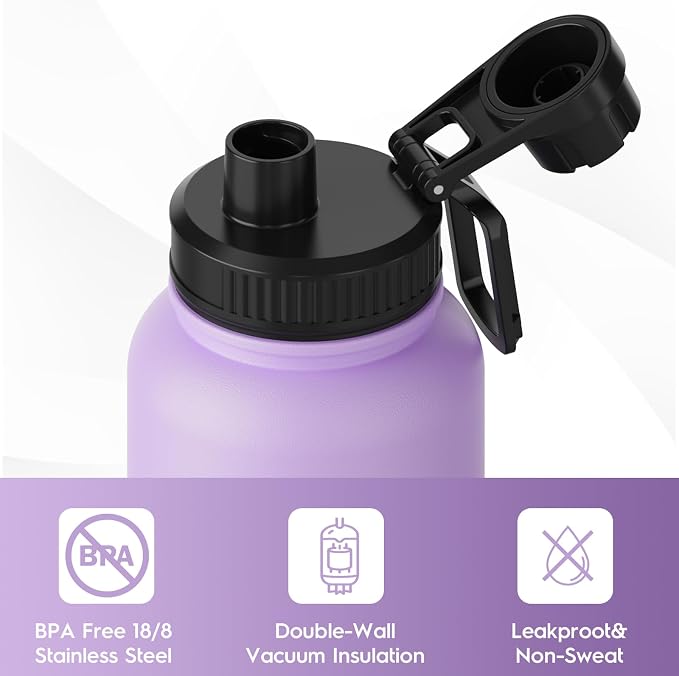Navigate 40 oz Stainless Steel Insulated Water Bottle, Double Walled Leak Proof - Image 5