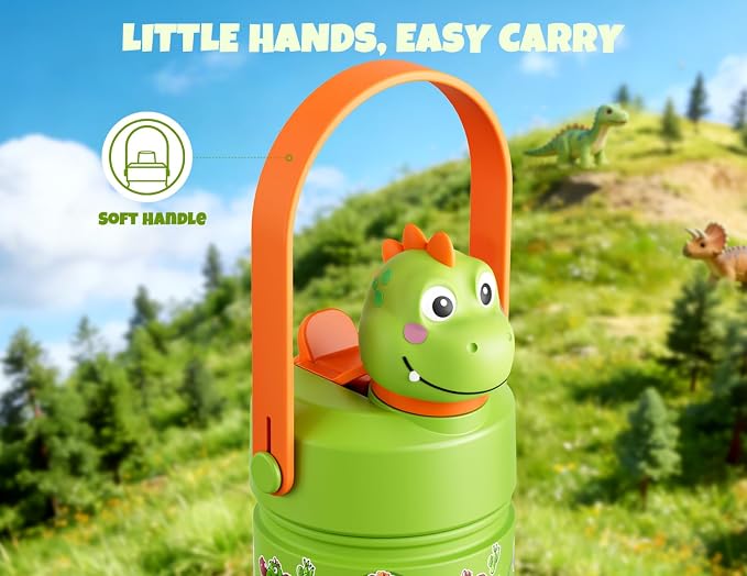 POWCAN 18 oz Kids Stainless Steel Water Bottle: 2-in-1 Straw Spout Lid - Image 6