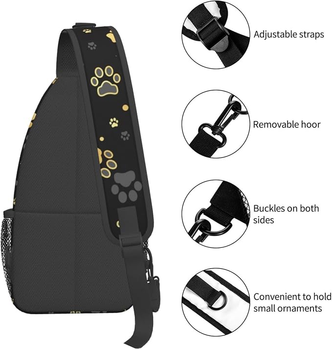 Golden Paw Print Crossbody Sling Bags - Image 4