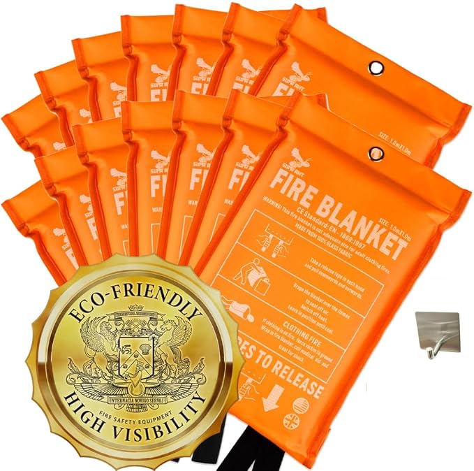 Fire Blanket -Certified 1500F Extra Thick, Glow In The Dark Fireproof Emergency by SupaAnt