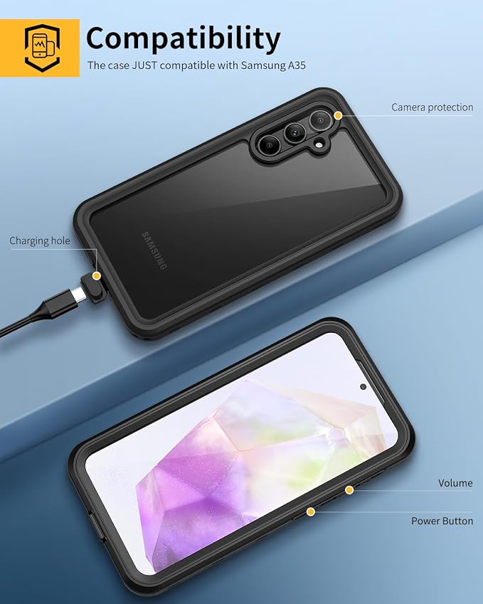 Lanhiem for Samsung Galaxy A35 5G Case, IP68 Waterproof Dustproof, Built-in - Image 6