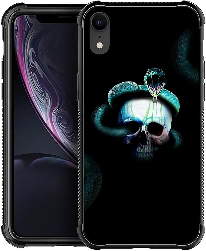 for iPhone XR Case, Skeleton Winding Snake Pattern Graphic Design Girl Boy Soft by FKBRCL4U
