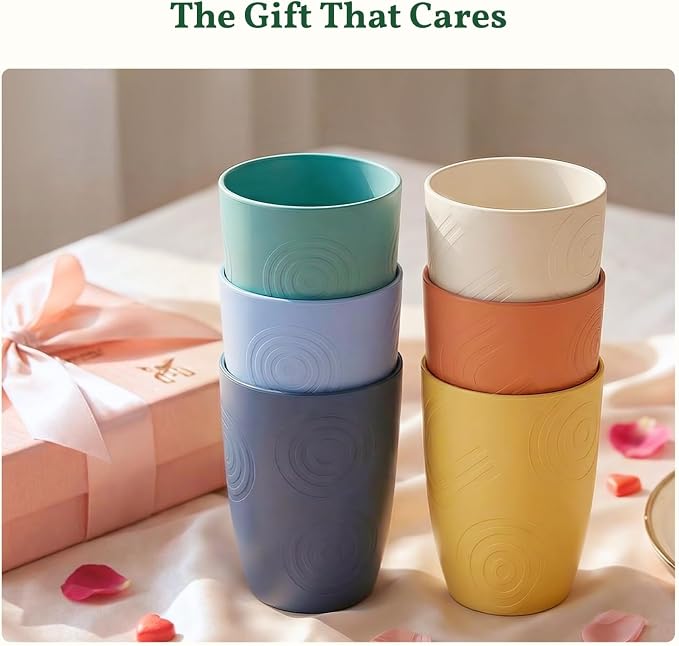 Homienly Plastic Cups Alternatives Unbreakable Drinking Glasses Wheat Straw Cup - Image 8