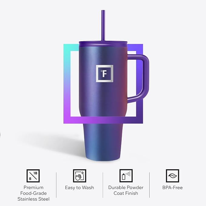 IRON °FLASK Co-Pilot Insulated Mug w/Straw & Flip Cap Lids - Image 5
