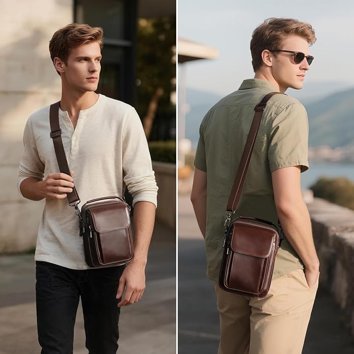Augus Leather Small Messenger Bag - Image 2
