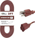 3FT Brown Extension Cord-16/3 SJTW Durable Extension Cord by HONDERSON