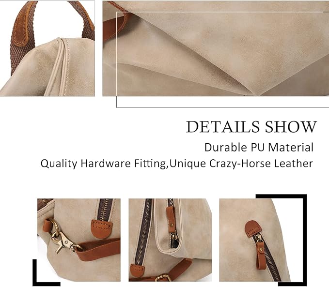 KL928 PU Leather Vintage Backpack – Large Casual Daypack Outdoor Travel - Image 3
