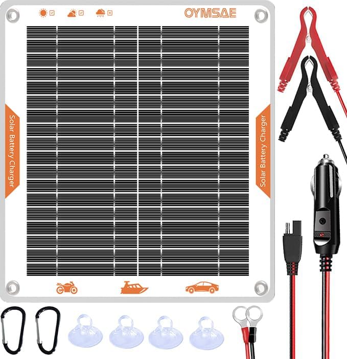 OYMSAE White 5W 12V Solar Car Battery Charger Portable Waterproof Solar Power by OYMSAE
