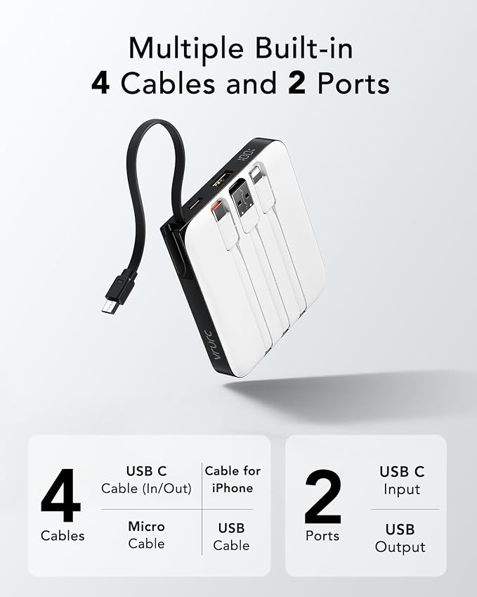 VRURC Battery Pack Charger Portable 10000mAh, 22.5W Power Bank Fast Charging - Image 2