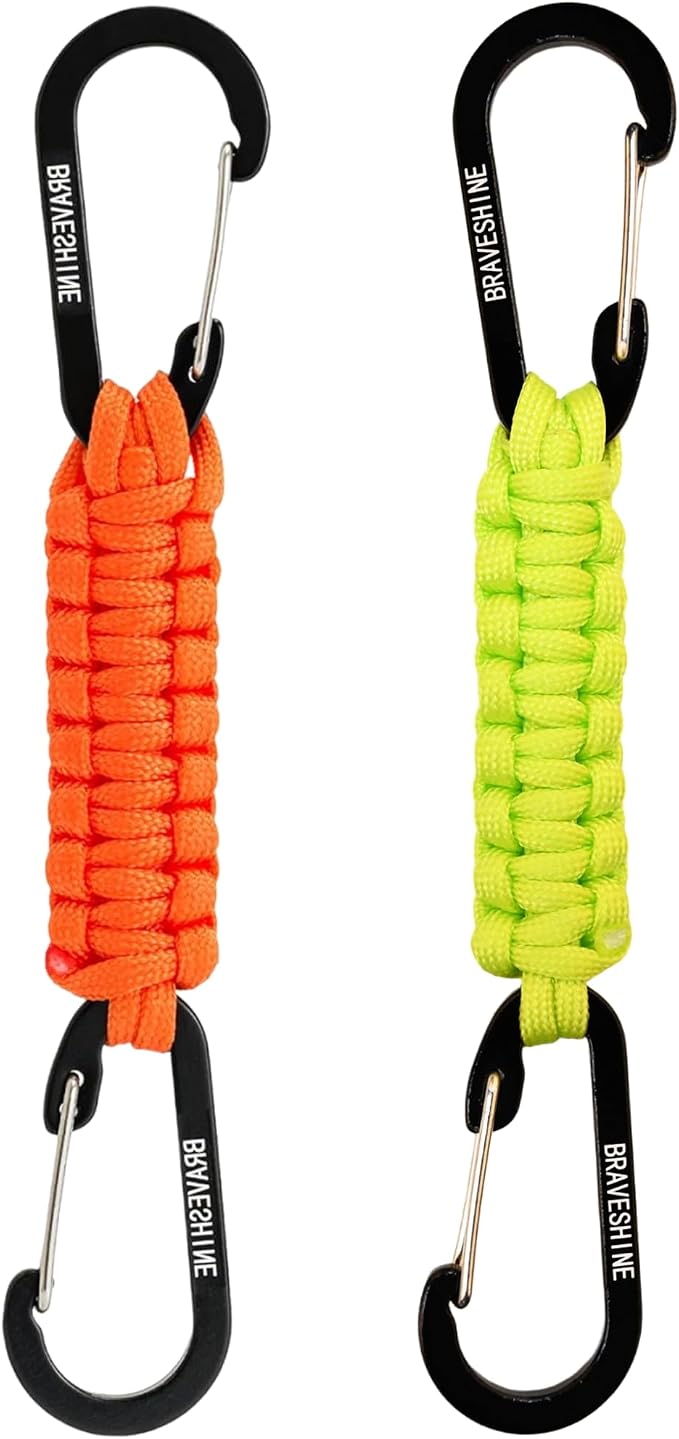 BRAVESHINE Paracord Keychain Carabiner Clip, D Ring Lanyard Hanger Stroller Hook by BRAVESHINE