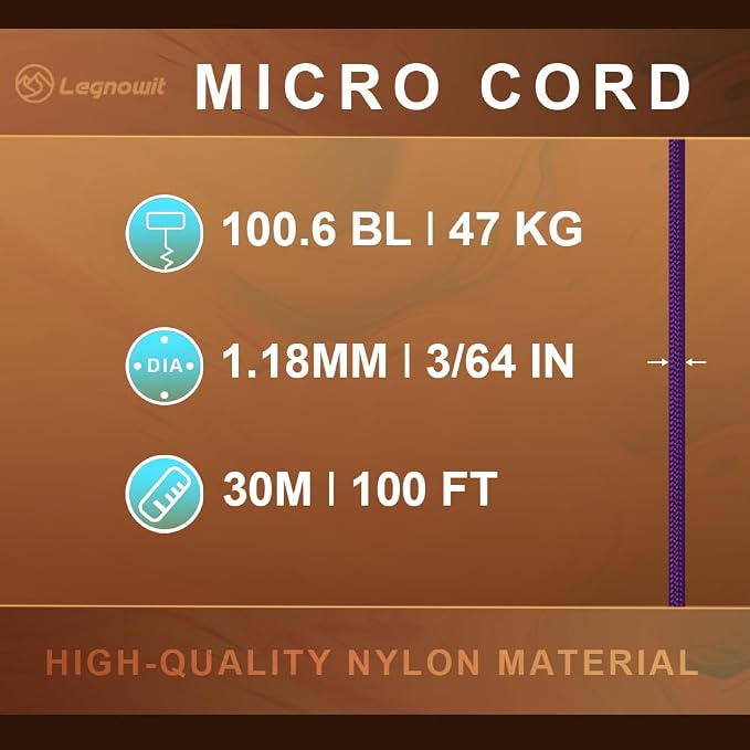 Micro Paracord, 1.18mm x 100ft Thin Mini Utility Braided Small Paracord - Image 2