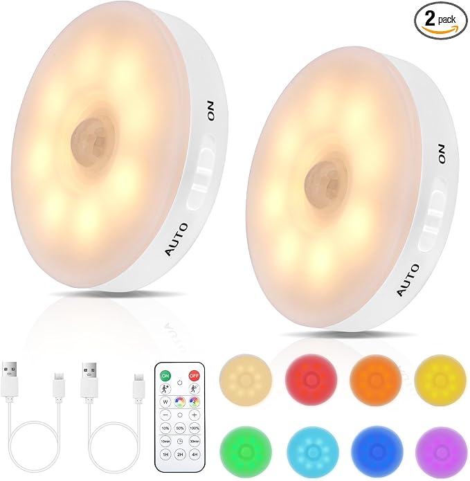 RGB LED Rechargeable Motion Sensor Night Light by MotionSensorLightIndoorforClosetCabinetKitchenRoomandmore