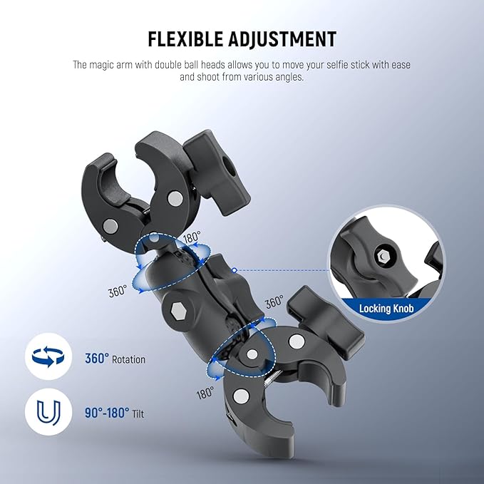 NEEWER Basics Motorcycle Bike Mount Accessories Kit, Invisible Selfie Stick - Image 4