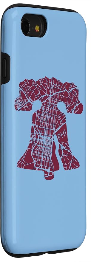 Philadelphia Street Map Liberty Bell Vintage Maroon Philly Case - Image 3