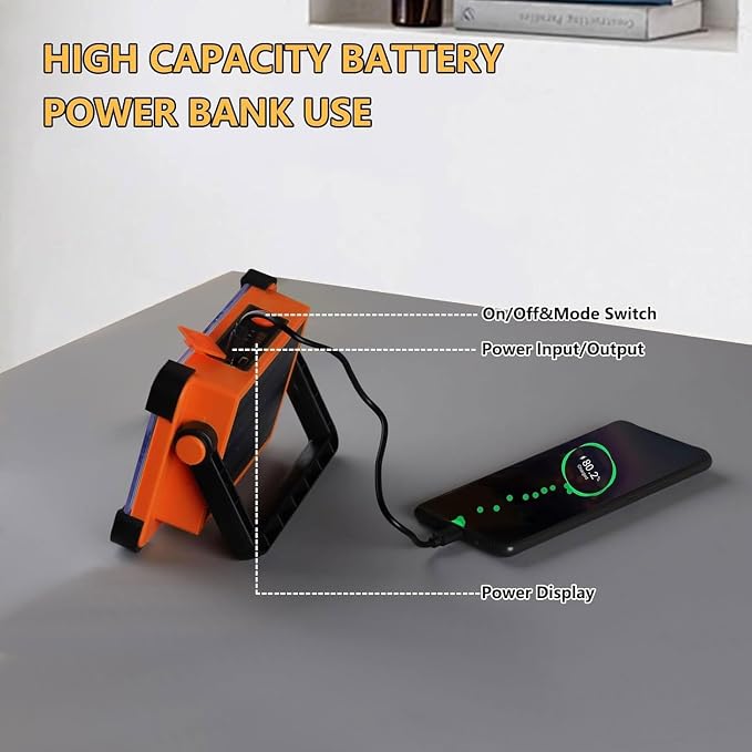 120W Solar Rechargeable Work Light, 144 LED 10000LM Portable Flood Light - Image 5
