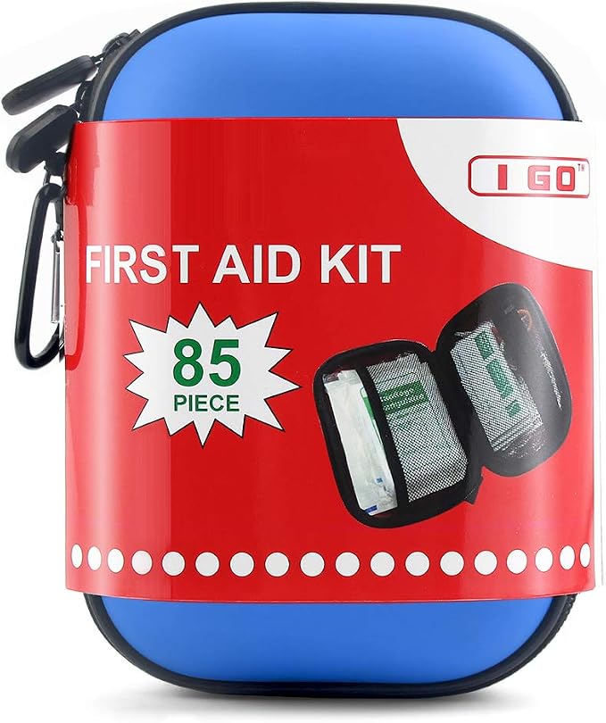 I GO 85 Pieces Hard Shell Mini Compact First Aid Kit, Small Personal Emergency by IGO