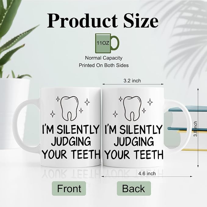 RZHV I'M Silently Judging Your Teeth Funny Coffee Mug, Thank You Birthday Gifts - Image 2