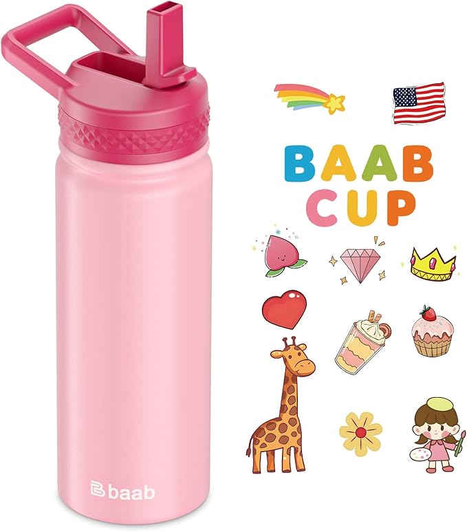 baab 18oz Kids Water Bottle, Insulated Water Bottle by baabKidWatterBottle
