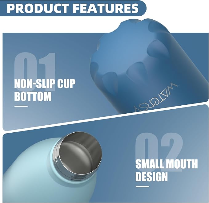 WATERSY Stainless Steel water bottles, 17oz/500ml Insulated Water Bottles - Image 5