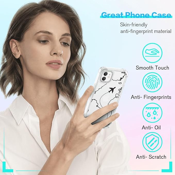 FANXI Minimalist Airplane Travel Map Phone Case Compatible - Image 4