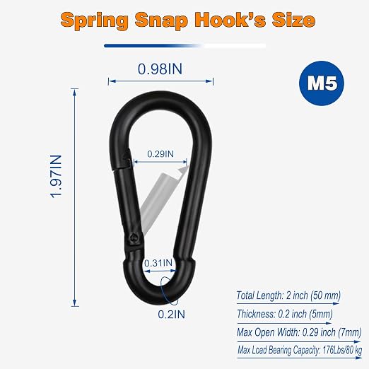 30PCS M5 Heavy Duty Carabiner Clip, 2Inch Snap Hook Quick Link Small Carabiner - Image 2
