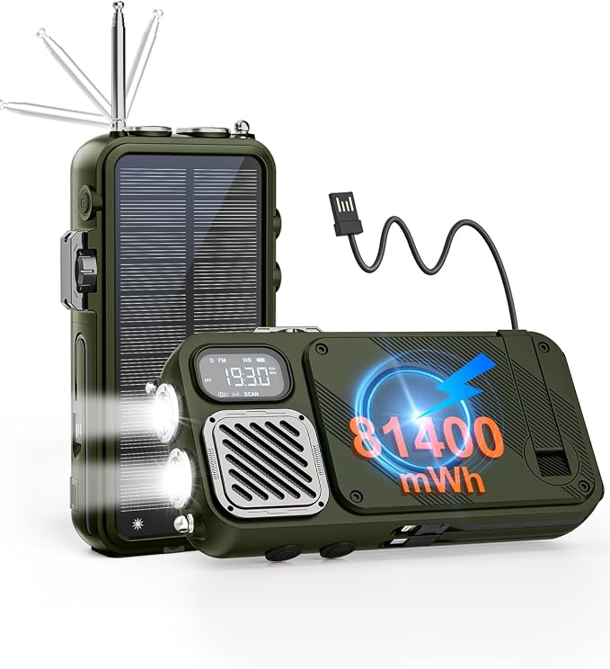 Emergency Radio&22000mAh Solar Power Bank, FM NOAA Weather Radio, Portable Hand by Unknown