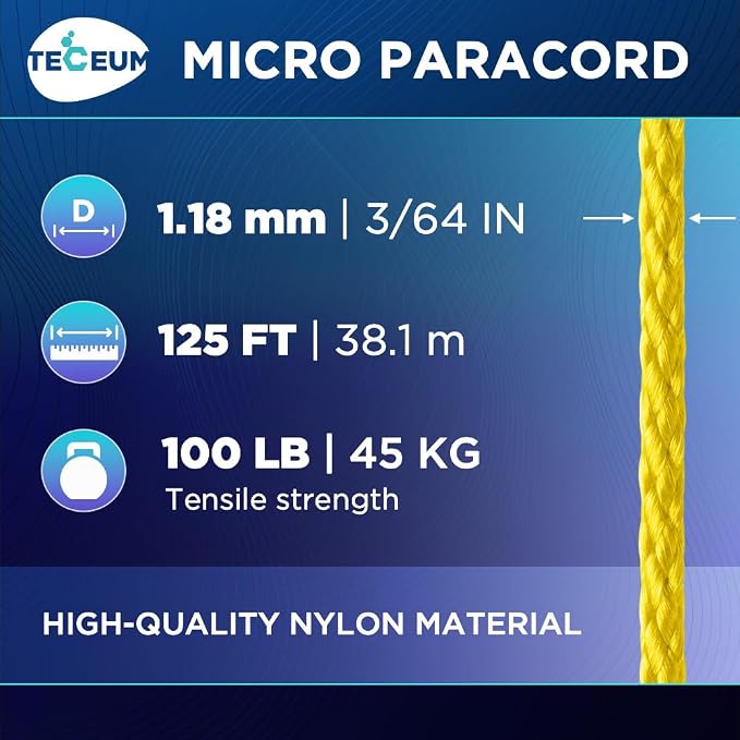 TECEUM Micro Paracord – 1.18 mm X 125 ft – Micro Utility Cord – Thin Braided - Image 2