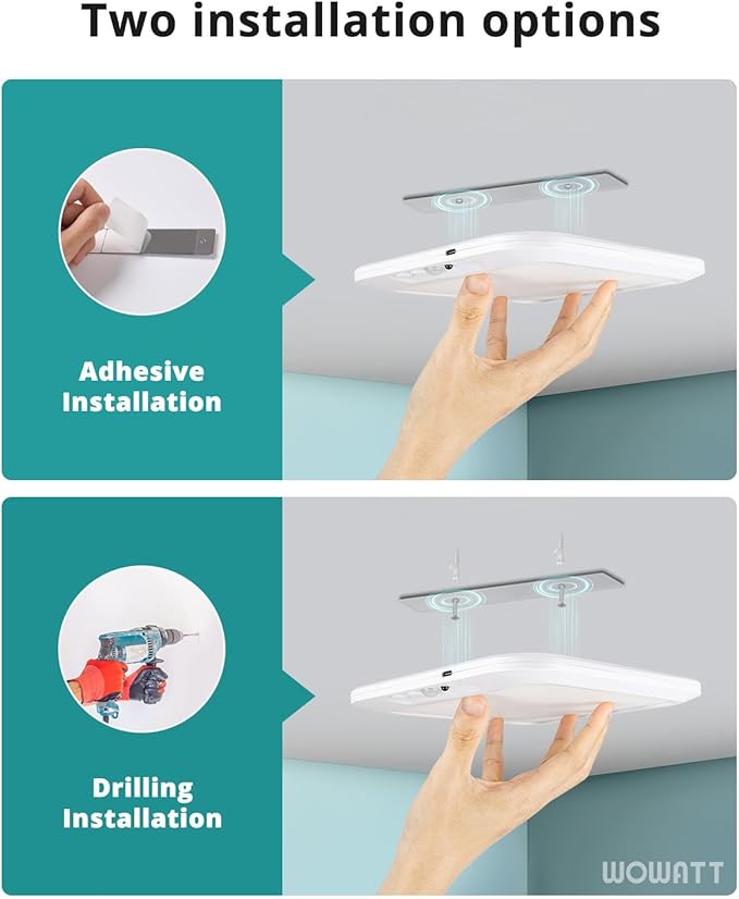 wowatt Rechargeable Battery Operated Ceiling Light, Motion Sensor Light Indoor - Image 2