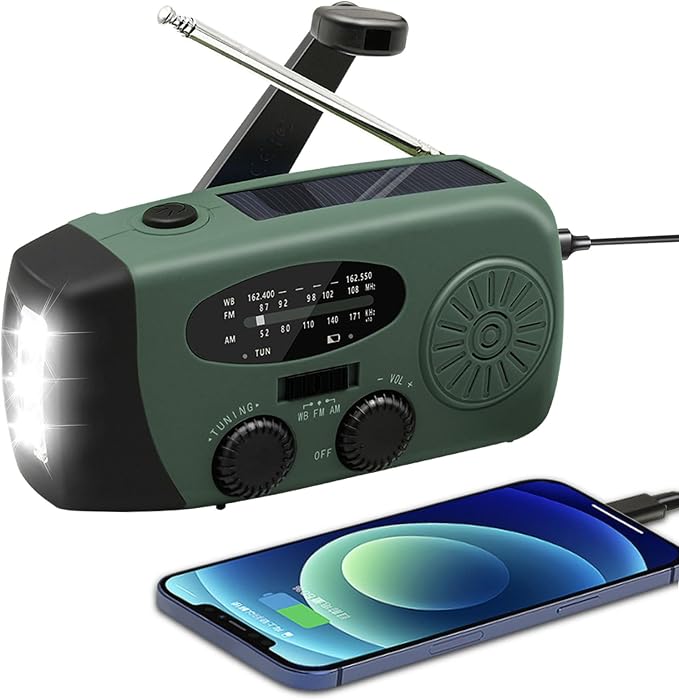 WVL 7400mWh Emergency Weather Radio, Portable Solar Hand Crank Radio AM/FM/NOAA by Unknown