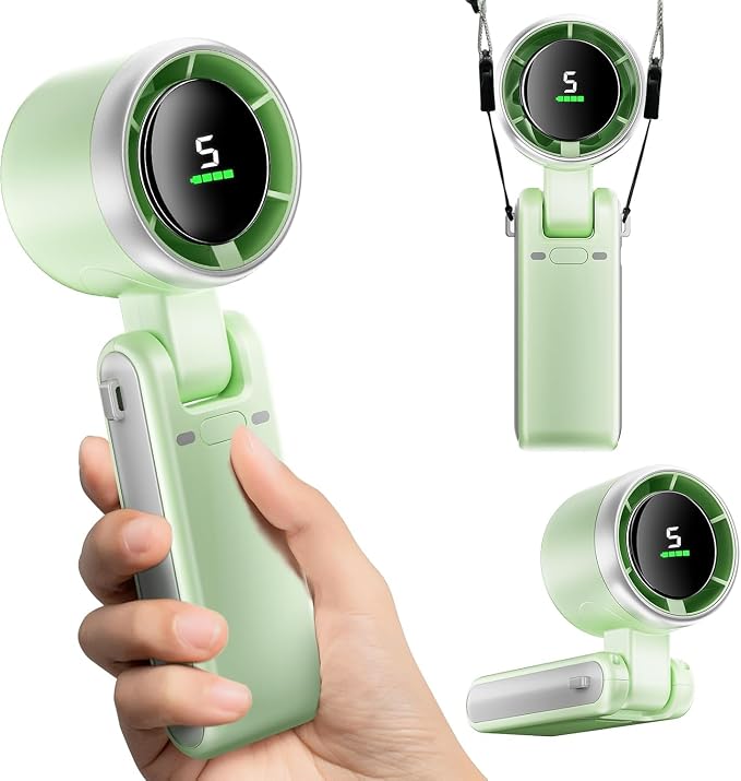 Portable Handheld Mini Fan, Foldable Powerful Winds Turbo Fan, 10000mAh Battery by Unknown