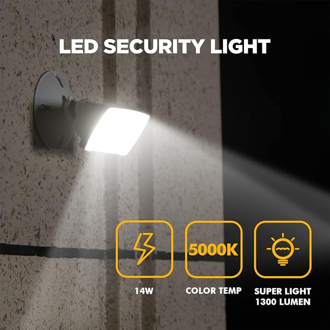 LUTEC 2 Packs 14W LED Flood Light Outdoor, 1300LM 5000K Single-Head Floodlight - Image 2