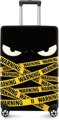ANNA QUEEN Warning Tape Luggage Cover, Funny Eyes and Yellow Tape Design by ANNAQUEEN