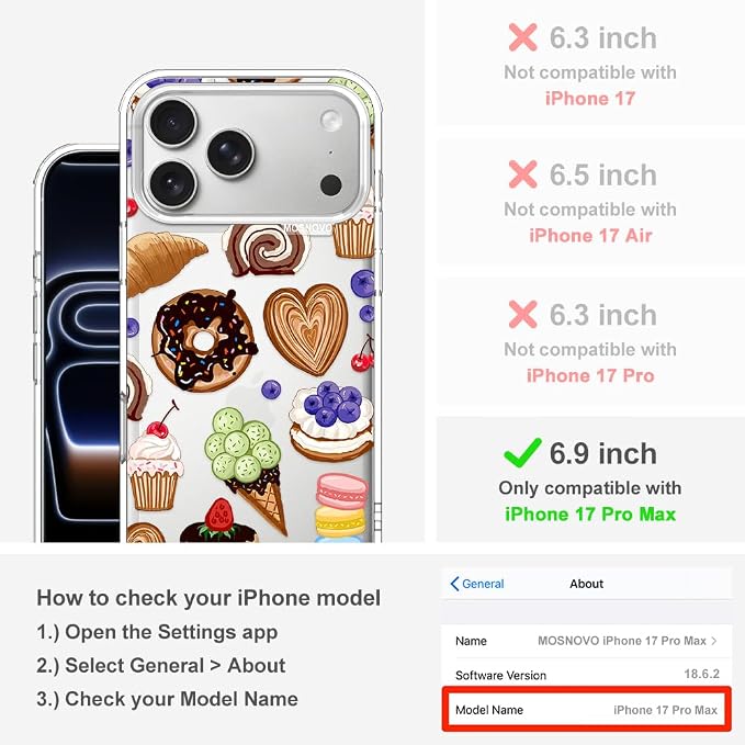 MOSNOVO for iPhone 17 Pro Max Case, Shockproof Military-Grade Protection 6.6ft - Image 2
